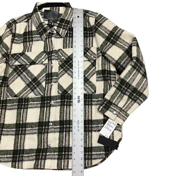 BLANK NYC Shacket Womens‎ XL Cream Wool Blend Flannel Snap Outsider Jacket - Picture 3 of 14